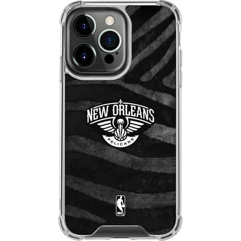 NBA New Orleans Pelicans Black Animal Print iPhone 16 Pro Max Clear Case